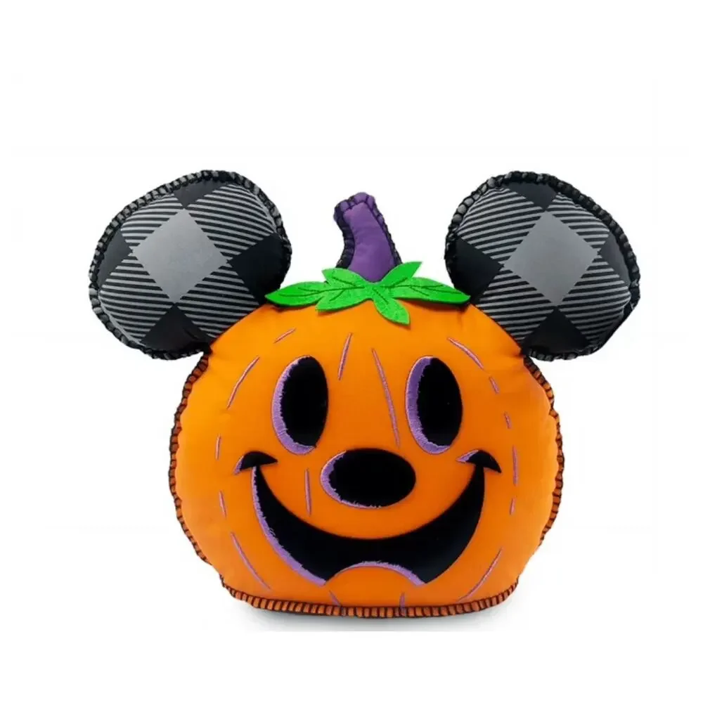 NWT DISNEY PARKS Hey Pumpkin Mickey Head Pillow Orange Halloween
